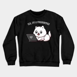 Yes, I'm a Programmer Cute Cat with Computer Crewneck Sweatshirt